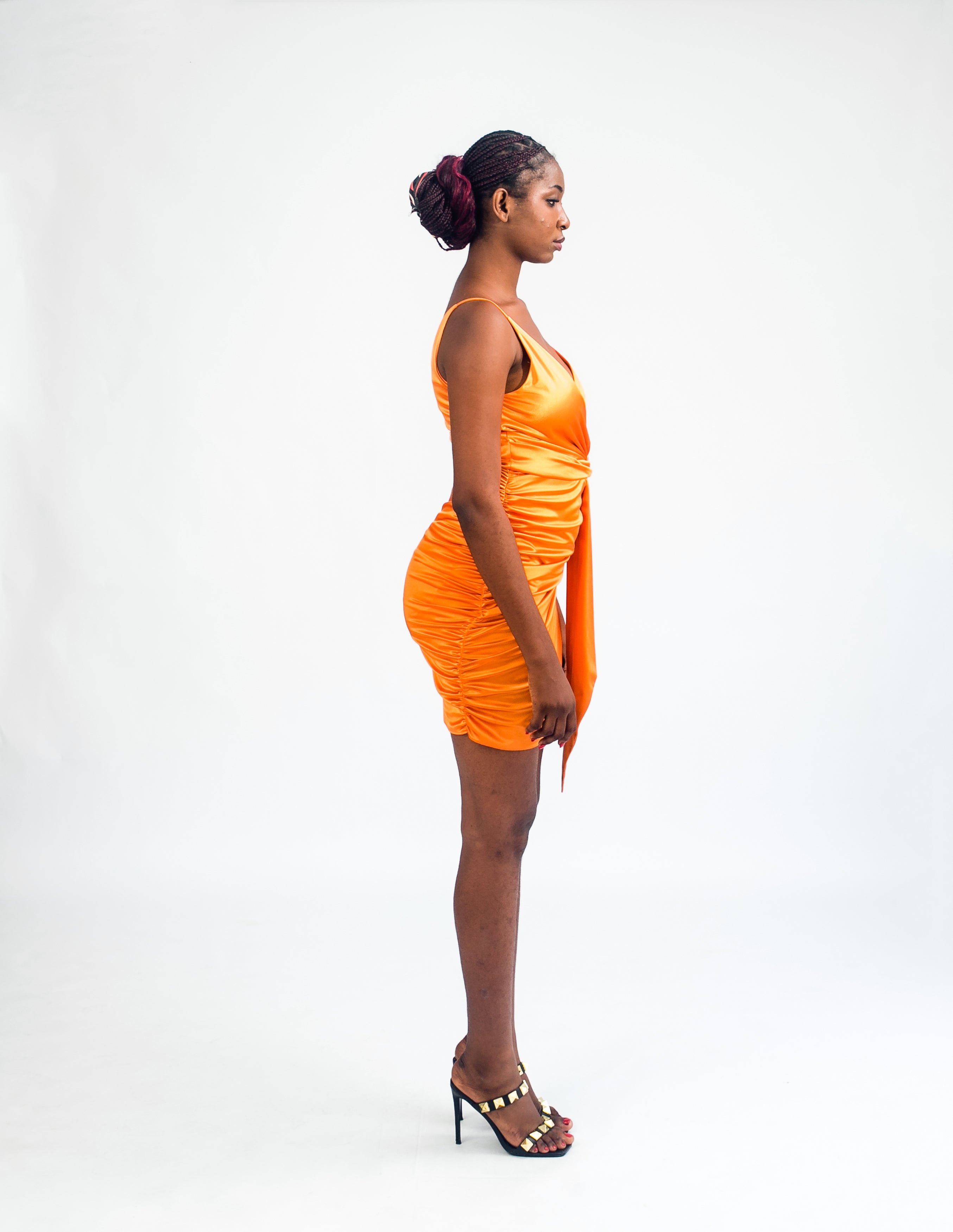 Women Shiny Orange Dress