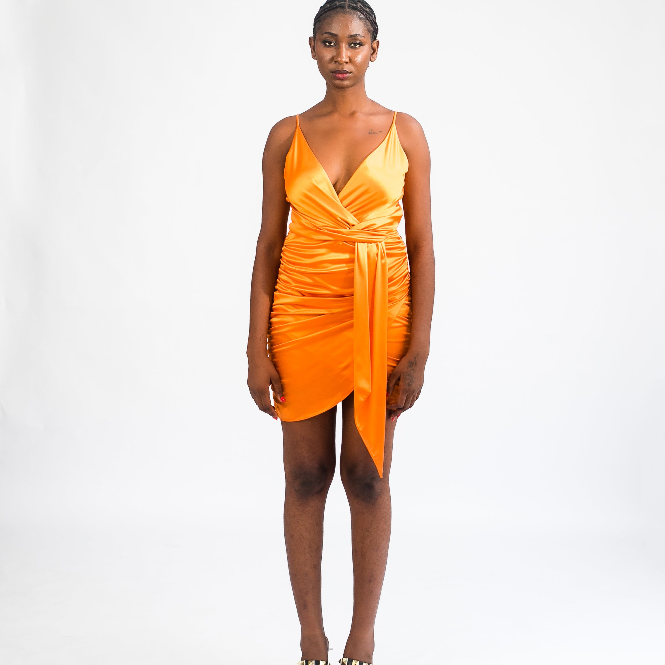 Women Shiny Orange Dress