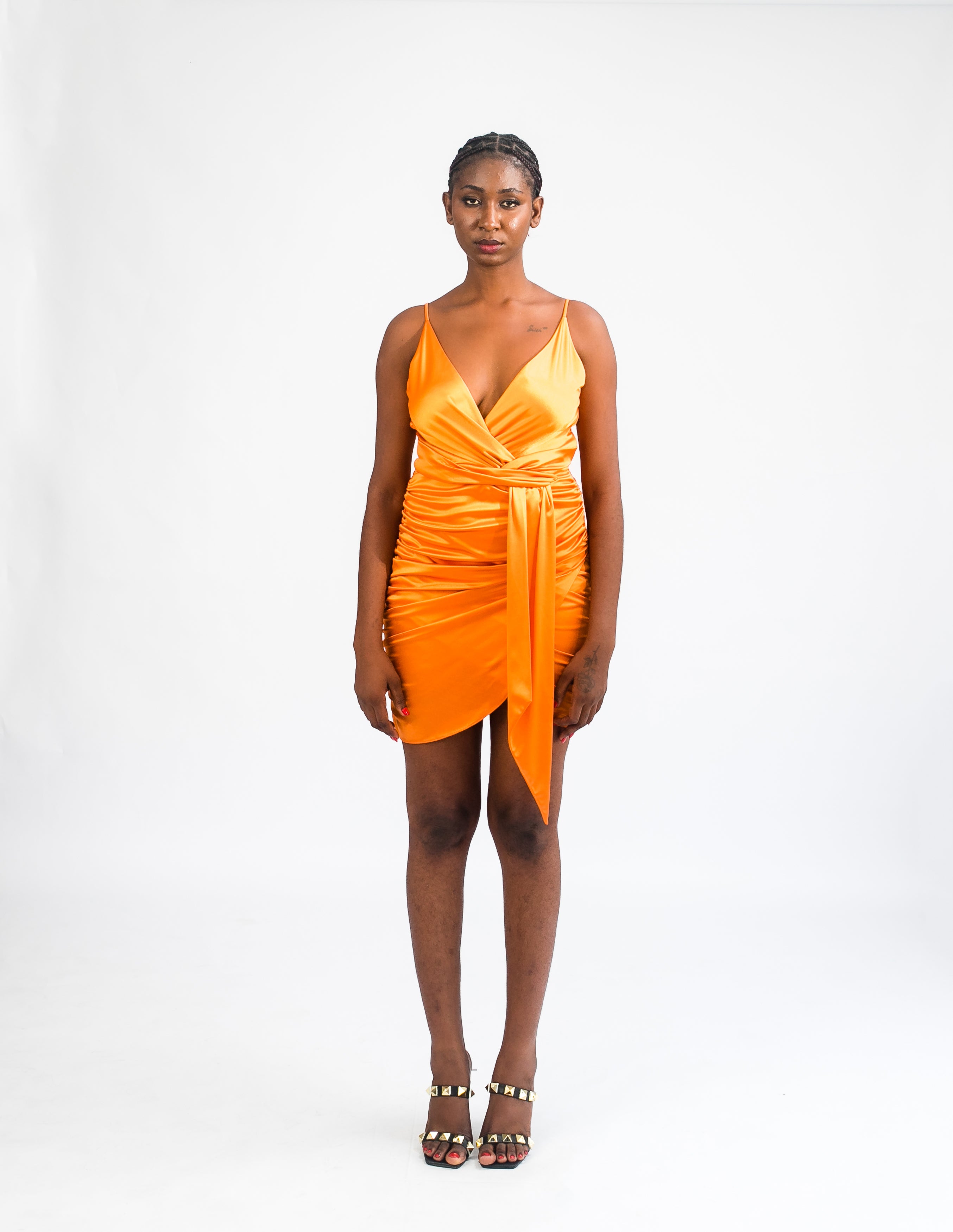Women Shiny Orange Dress