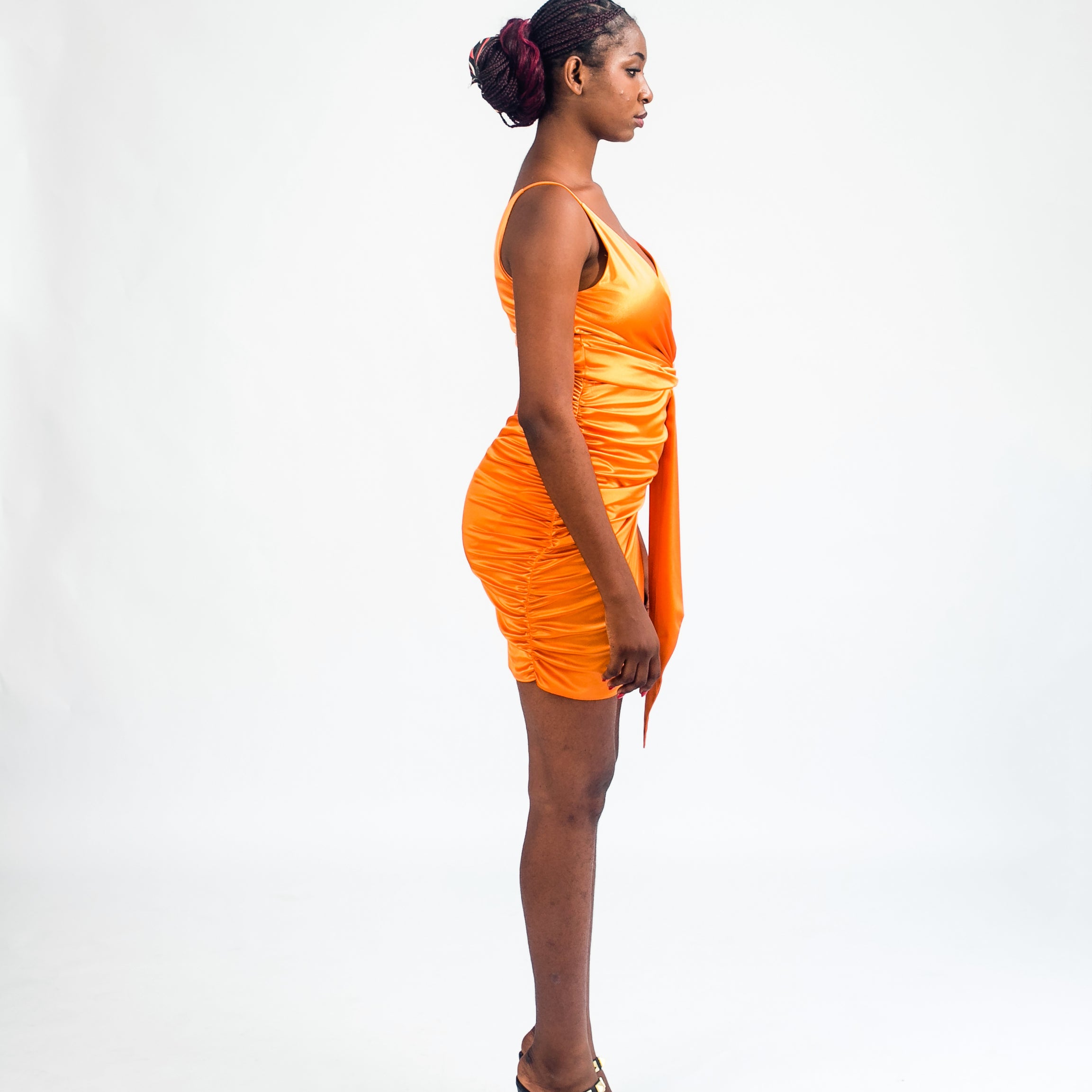 Women Shiny Orange Dress