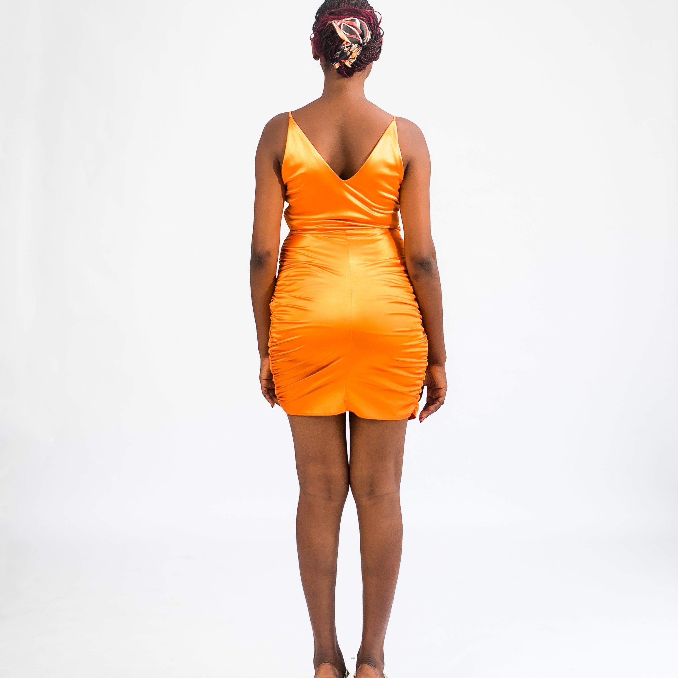 Women Shiny Orange Dress