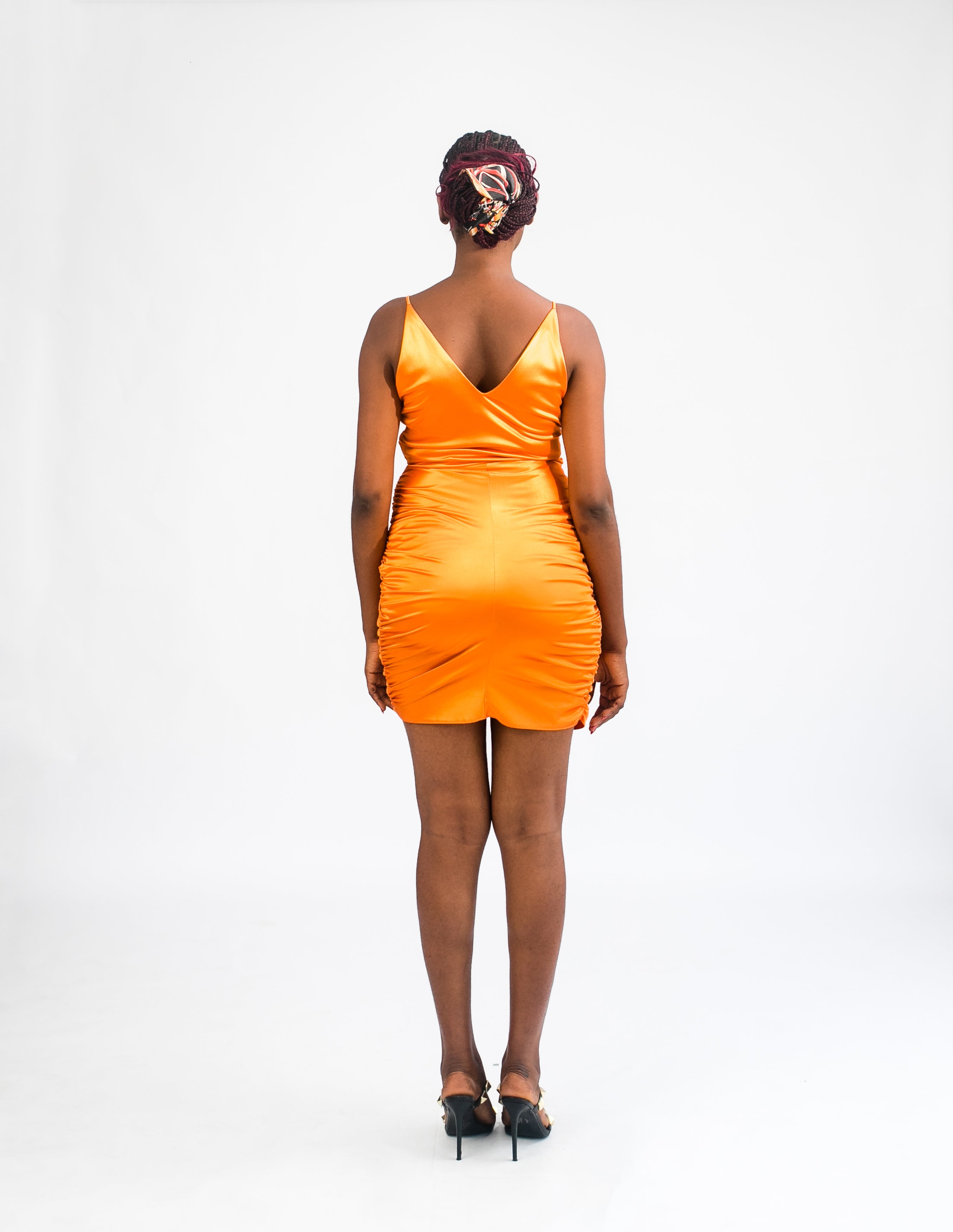 Women Shiny Orange Dress